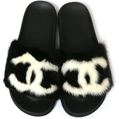 fur chanel slides|sandals in chanel.